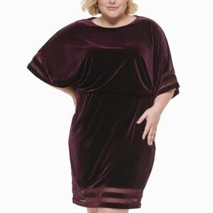 New Plum Midi Dress Faux Velvet / Size 1X